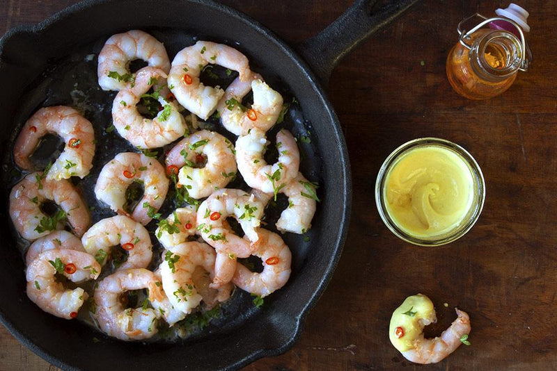 Barbecued King Prawns with Charred Veg