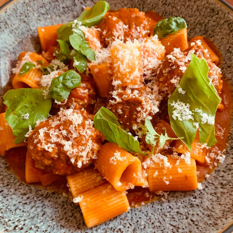 Lamb Meatballs & Rigatoni Pasta