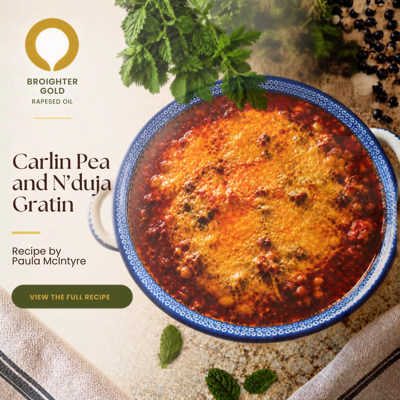 Carlin pea and n’duja gratin by Paula McIntyre